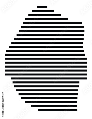 Abstract map of Eswatini showing the country with horizontal black lines