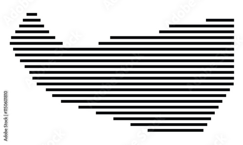 Abstract map of Somaliland showing the country with horizontal black lines