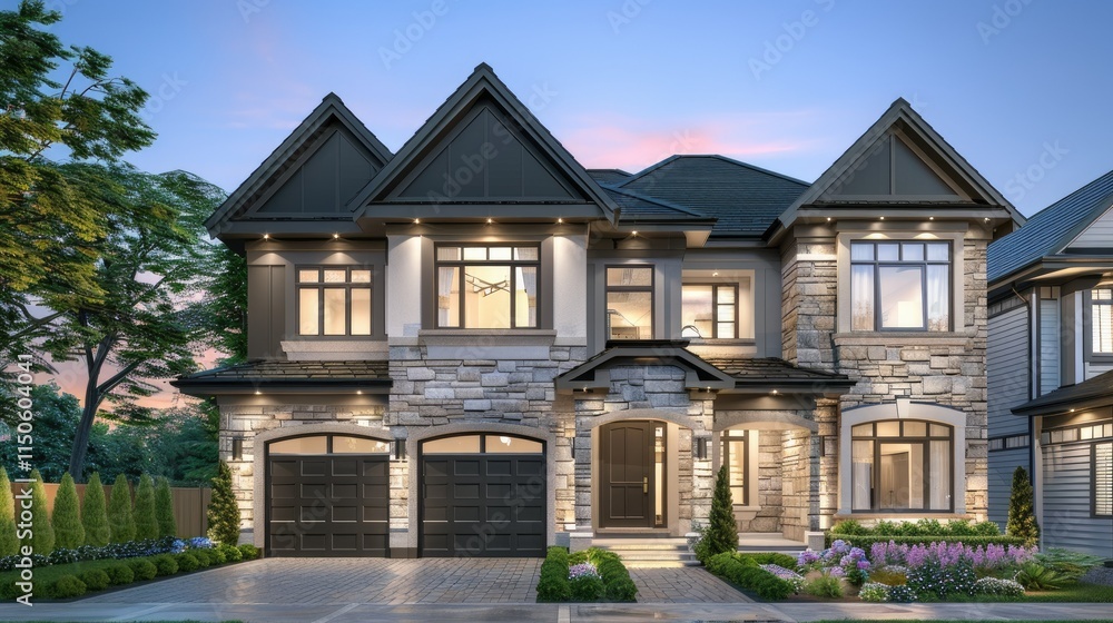 A modern and elegant black craftsman-style home A modern and elegant black craftsman-style home
