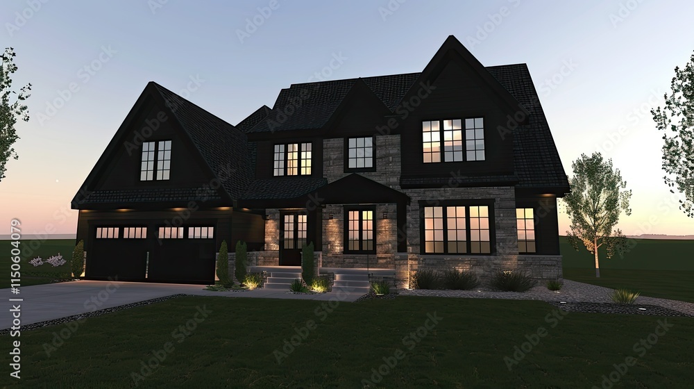 A modern and elegant black craftsman-style home A modern and elegant black craftsman-style home