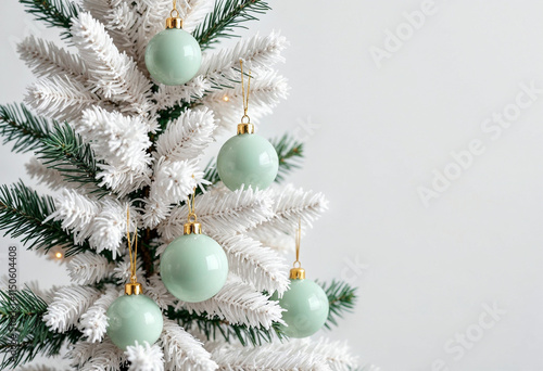 Wallpaper Mural Winter elegance: white Christmas tree with mint ornaments. Torontodigital.ca