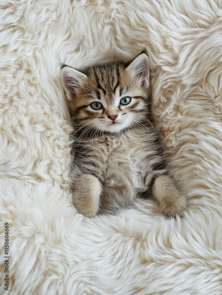 Fototapeta premium Engaging Pet Magazine with Kitten Image on Soft Blue