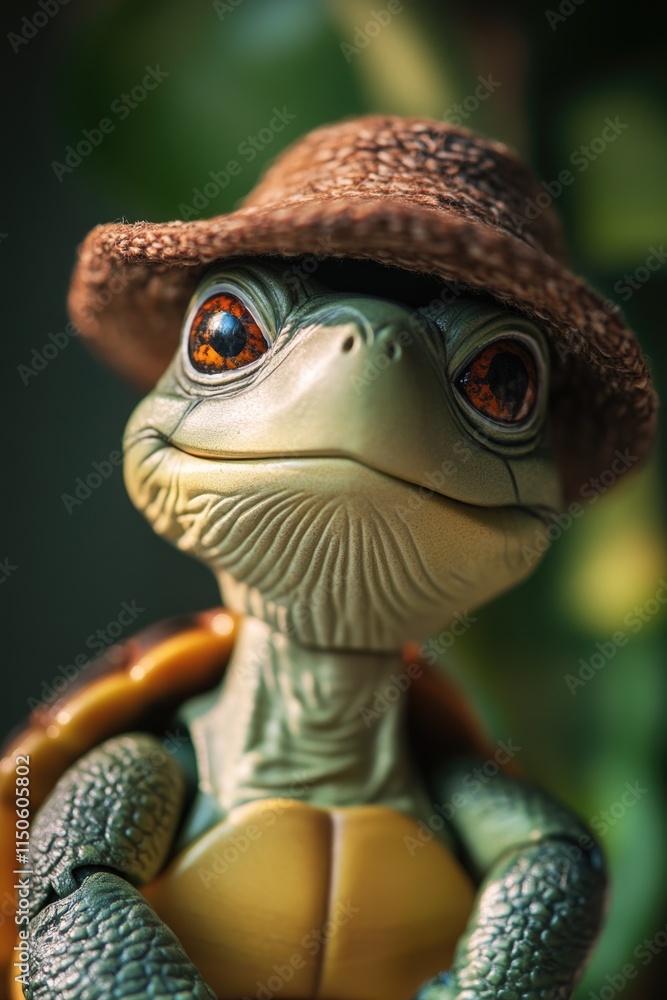 Obraz premium Toy turtle with hat
