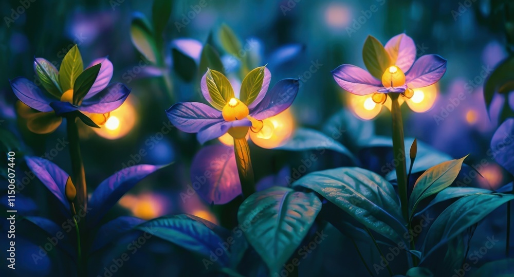 Fantasy glowing flowers, bioluminescent plants, magical forest, ethereal atmosphere, vibrant colors, soft focus, dreamy lighting, digital art, surreal nature scene, whimsical illustration, neon flora, Fantasy glowing flowers, bioluminescent plants, magical forest, ethereal atmosphere, vibrant colors, soft focus, dreamy lighting, digital art, surreal nature scene, whimsical illustration, neon flora,