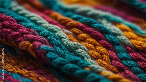 Colorful wool textures in close-up macro photography