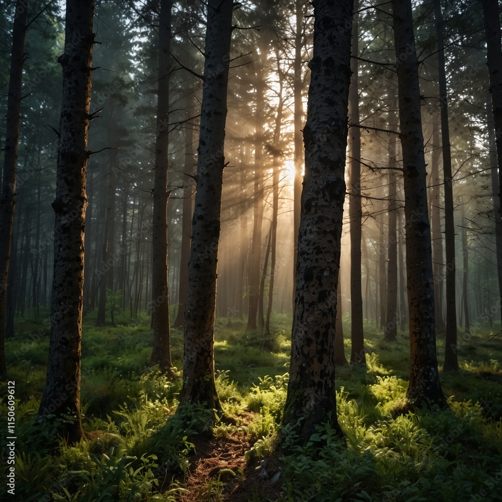 Obraz premium morning in the forest