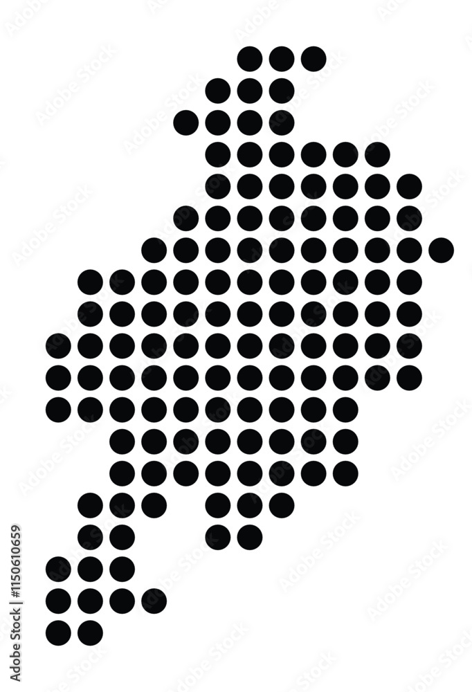 Symbol Map of the City Delmenhorst (Germany) showing the city with a pattern of just a few black dots Symbol Map of the City Delmenhorst (Germany) showing the city with a pattern of just a few black dots