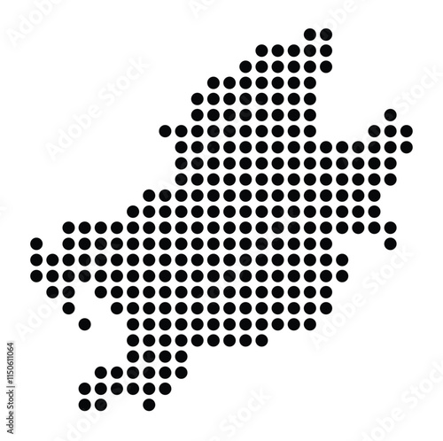 Symbol Map of the City Frankfurt am Main (Germany) showing the city with a pattern of just a few black dots