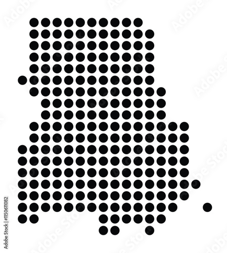 Symbol Map of the City Frankfurt (Oder) (Germany) showing the city with a pattern of just a few black dots