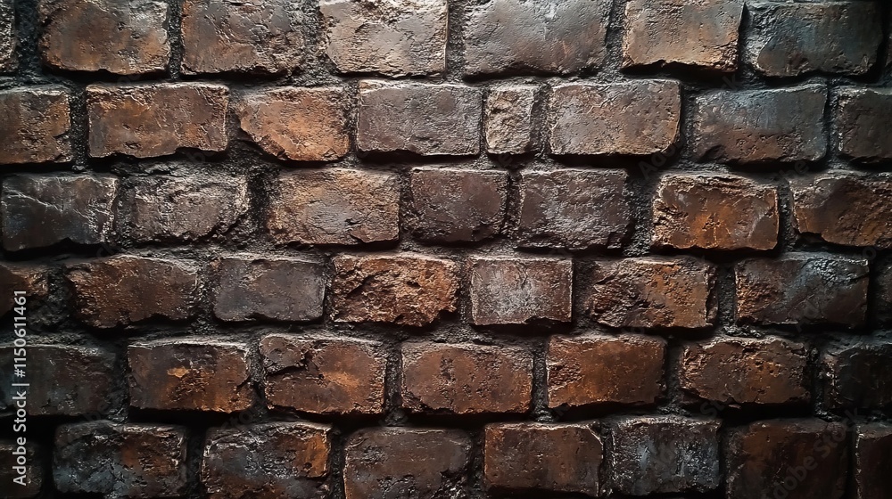 Obraz premium A rustic stone wall background with uneven, aged bricks and a rugged texture.