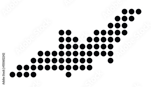 Symbol Map of the City Landshut (Germany) showing the city with a pattern of just a few black dots