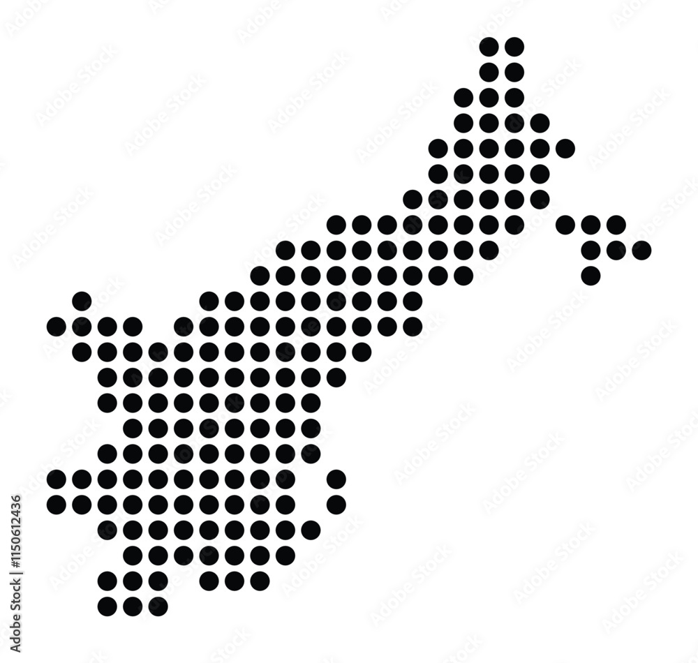 Symbol Map of the City Luebeck (Germany) showing the city with a pattern of just a few black dots Symbol Map of the City Luebeck (Germany) showing the city with a pattern of just a few black dots