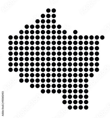 Symbol Map of the City Luedenscheid (Germany) showing the city with a pattern of just a few black dots