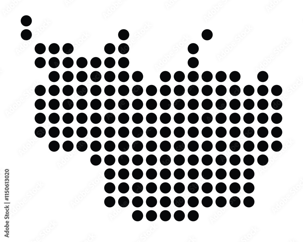 Symbol Map of the City Neuwied (Germany) showing the city with a pattern of just a few black dots Symbol Map of the City Neuwied (Germany) showing the city with a pattern of just a few black dots