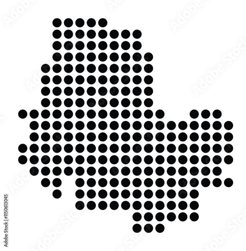 Symbol Map of the City Neuss (Germany) showing the city with a pattern of just a few black dots