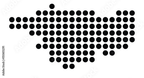 Symbol Map of the City Passau (Germany) showing the city with a pattern of just a few black dots