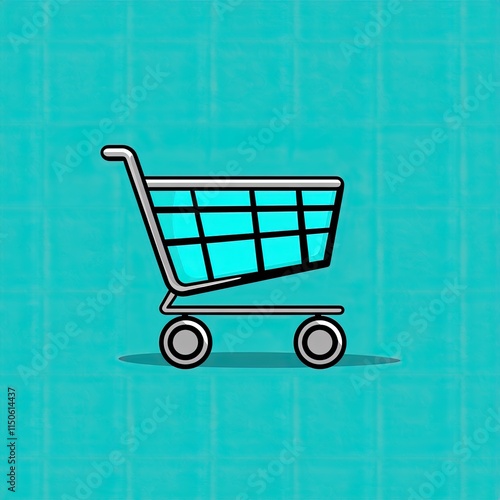 a shopping cart with a blue background and a picture of a shopping cart.
