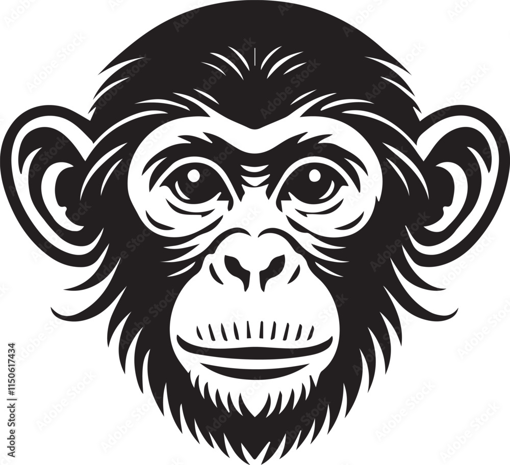 Monkey head silhouette icon vector art illustration Monkey head silhouette icon vector art illustration