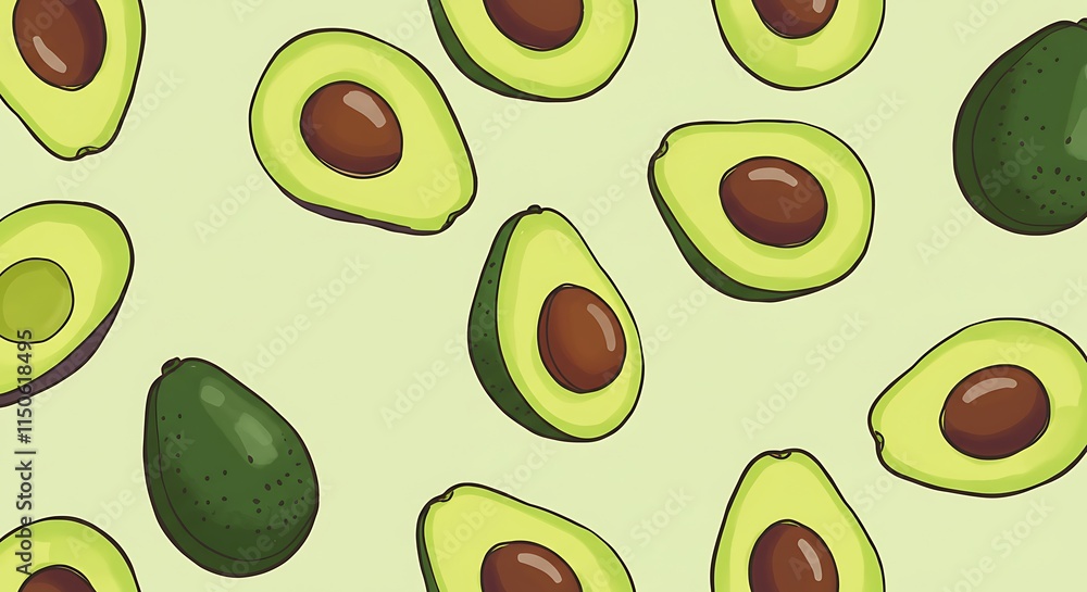Fresh green avocado slices. Healthy fruit pattern. Fresh green avocado slices. Healthy fruit pattern.
