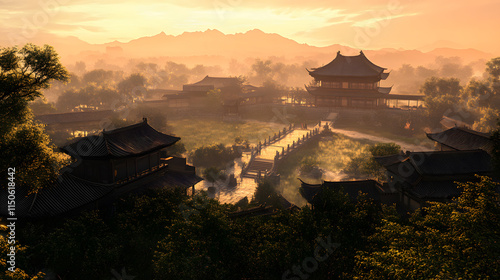 Wallpaper Mural A stately Ming dynasty garden estate overlooking a flat grassland. Torontodigital.ca