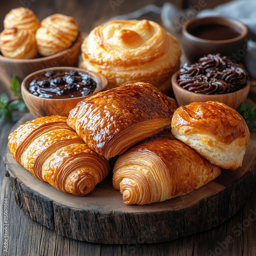 Assorted Pastries and Chocolate Spreads