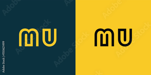 MU abstract  minimalist letters Logo Monogram. It is a minimalist logo, this logo is made by combining two letters