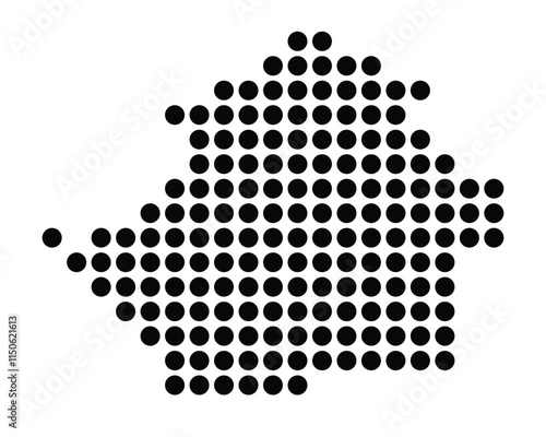 Symbol Map of the City Haskovo (Bulgaria) showing the city with a pattern of just a few black dots photo