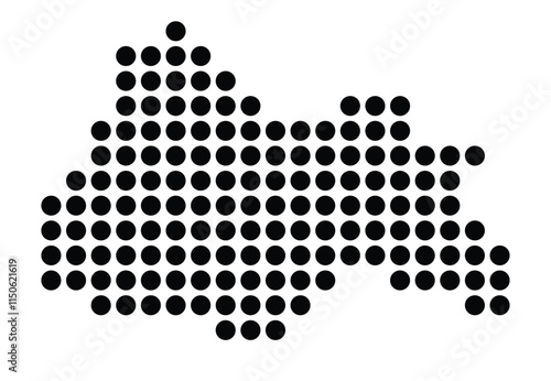 Symbol Map of the City Pernik (Bulgaria) showing the city with a pattern of just a few black dots