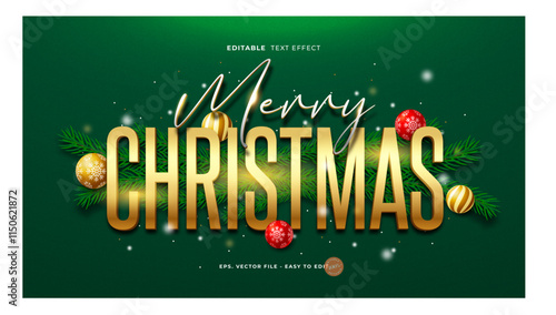 Merry christmas text effect, editable greeting christmas text style.