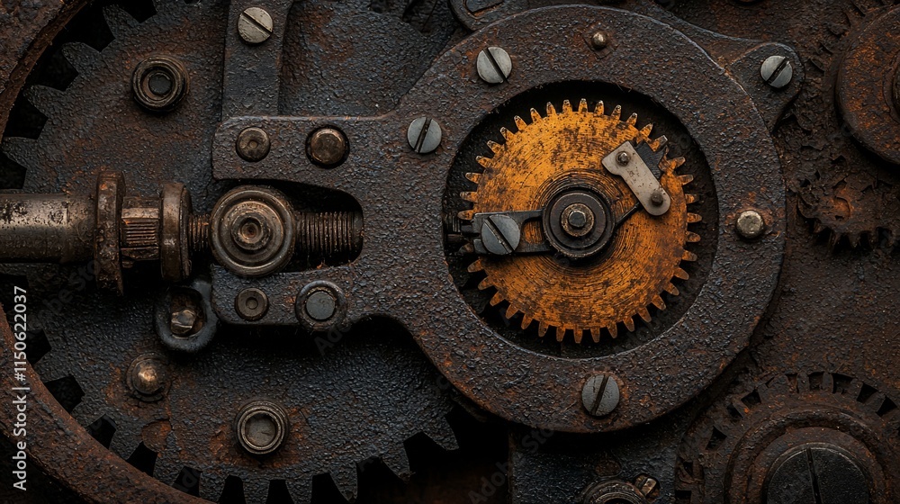 Close-up of rusty, antique clockwork gears. Close-up of rusty, antique clockwork gears.