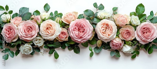 Wallpaper Mural A beautiful arrangement of pastel roses and greenery on a light background. Torontodigital.ca