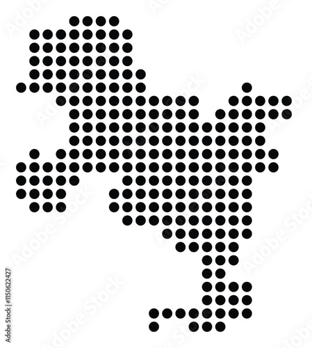 Symbol Map of the City Usti nad Labem (Czechia) showing the city with a pattern of just a few black dots