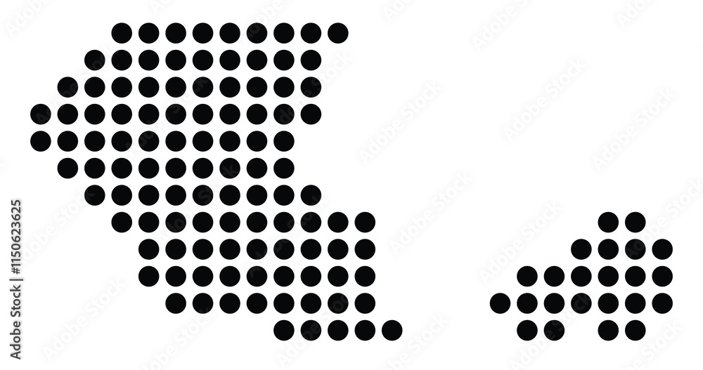 Symbol Map of the City Jerez de la Frontera (Spain) showing the city with a pattern of just a few black dots