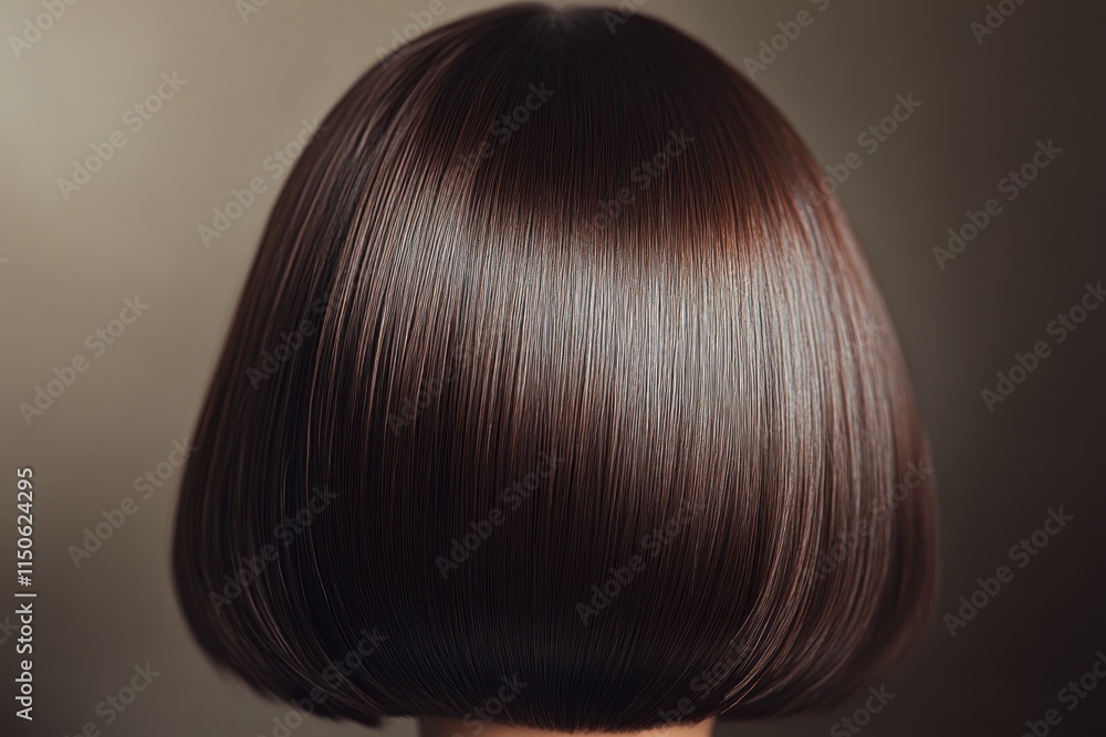Elegant bob hairstyle with smooth finish showcased in a warm-toned background. Generative AI Elegant bob hairstyle with smooth finish showcased in a warm-toned background. Generative AI