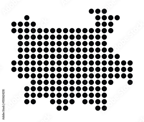 Symbol Map of the City Pamplona_Iruna (Spain) showing the city with a pattern of just a few black dots