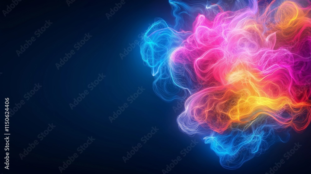 Fototapeta premium Colorful smoke swirling in dark atmospheric background