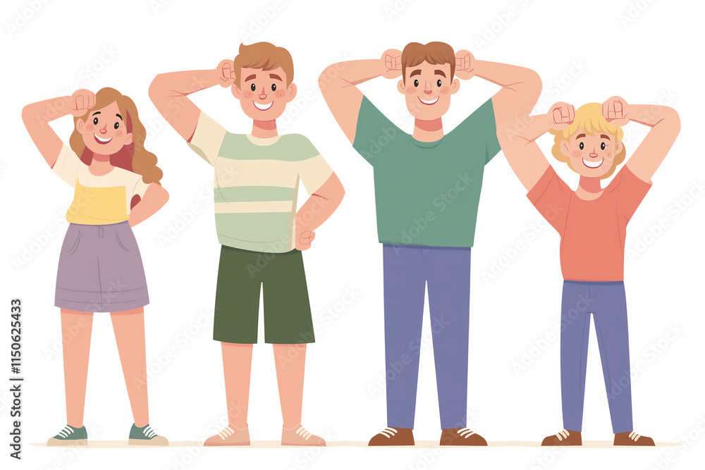 A cheerful family enjoying a sunny day together in casual outfits, with arms around each other, radiating happiness and unity in a friendly atmosphere. A cheerful family enjoying a sunny day together in casual outfits, with arms around each other, radiating happiness and unity in a friendly atmosphere.