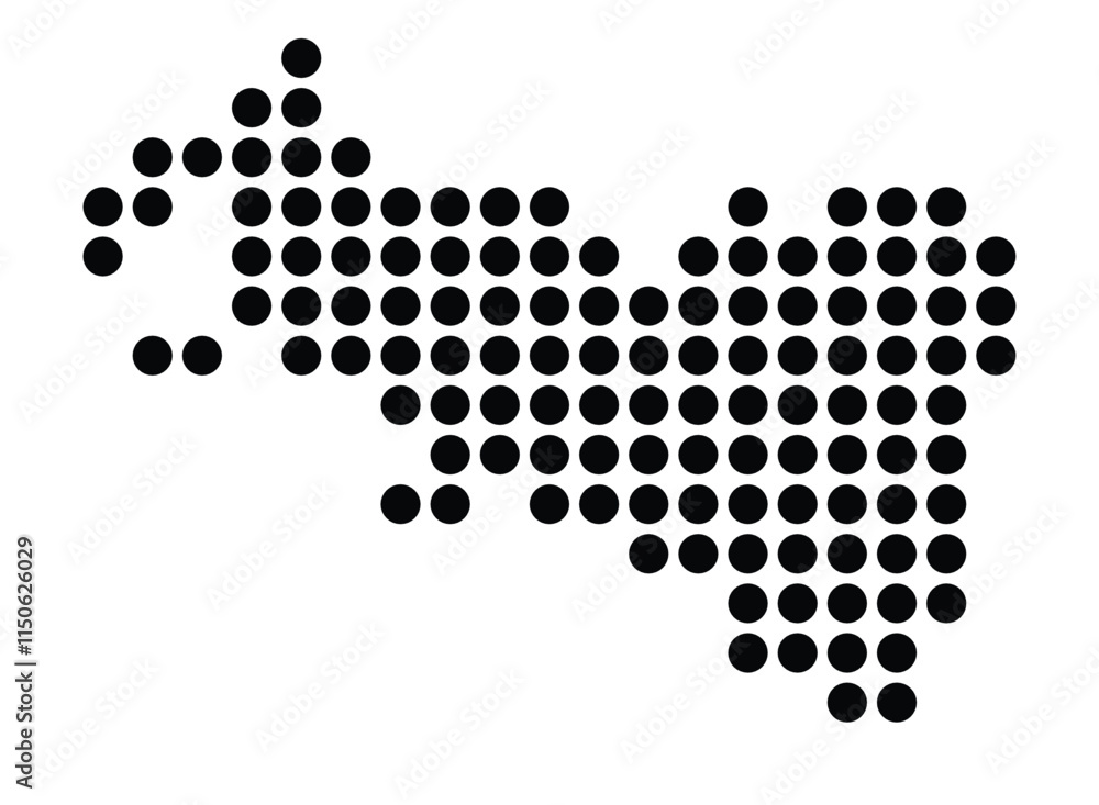 Symbol Map of the City Cherbourg-en-Cotentin (France) showing the city with a pattern of just a few black dots Symbol Map of the City Cherbourg-en-Cotentin (France) showing the city with a pattern of just a few black dots