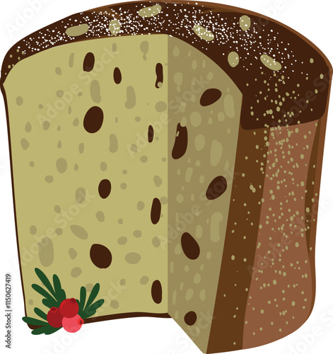 Traditional Christmas panettone with chocolate and candied fruit.