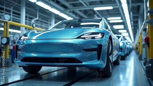 Wallpaper Mural A high-tech assembly line producing efficient electric car propulsion systems Torontodigital.ca