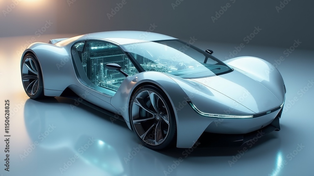 A minimal design of an electric vehicle propulsion concept displayed virtually A minimal design of an electric vehicle propulsion concept displayed virtually