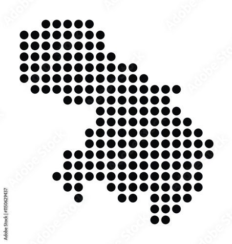 Symbol Map of the City Pescara (Italy) showing the city with a pattern of just a few black dots