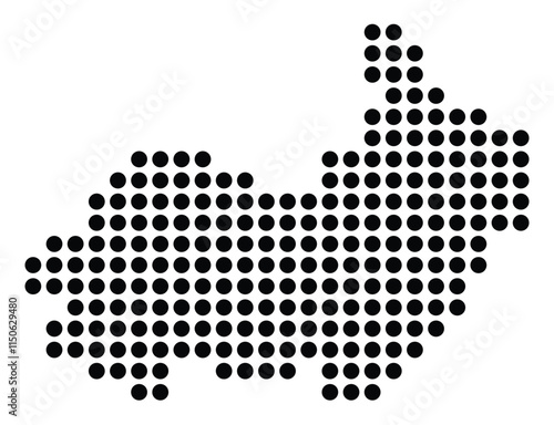 Symbol Map of the City Piacenza (Italy) showing the city with a pattern of just a few black dots