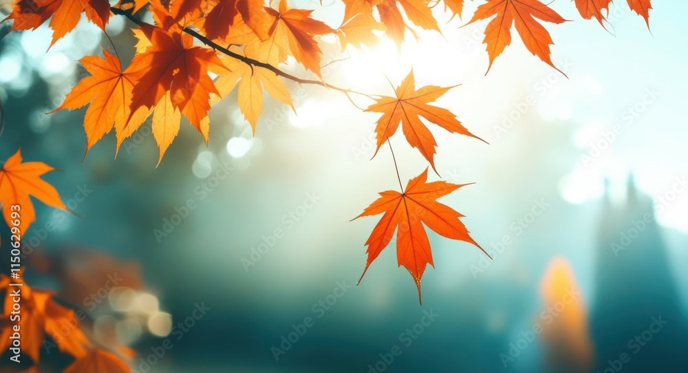 Autumn maple leaves, golden orange foliage, sunlight streaming through trees, misty forest background, ethereal atmosphere, dreamy bokeh, soft focus, vibrant fall colors, nature photography, shallow d Autumn maple leaves, golden orange foliage, sunlight streaming through trees, misty forest background, ethereal atmosphere, dreamy bokeh, soft focus, vibrant fall colors, nature photography, shallow d