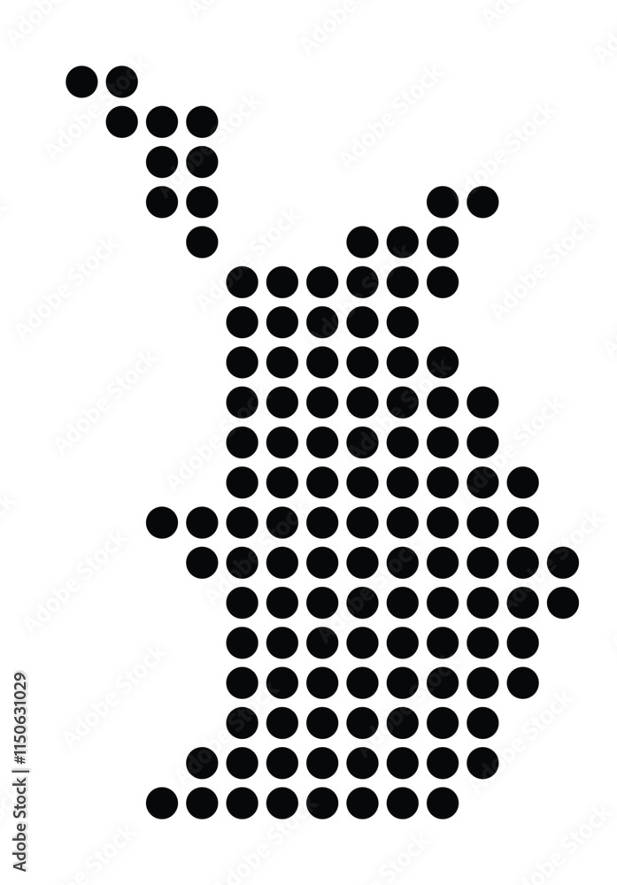 Symbol Map of the City Hilversum (Netherlands) showing the city with a pattern of just a few black dots Symbol Map of the City Hilversum (Netherlands) showing the city with a pattern of just a few black dots