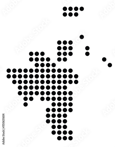 Symbol Map of the City Stavanger (Norway) showing the city with a pattern of just a few black dots