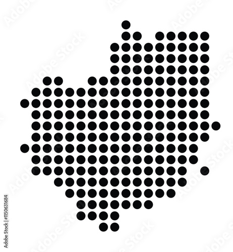 Symbol Map of the City Batorz (Poland) showing the city with a pattern of just a few black dots