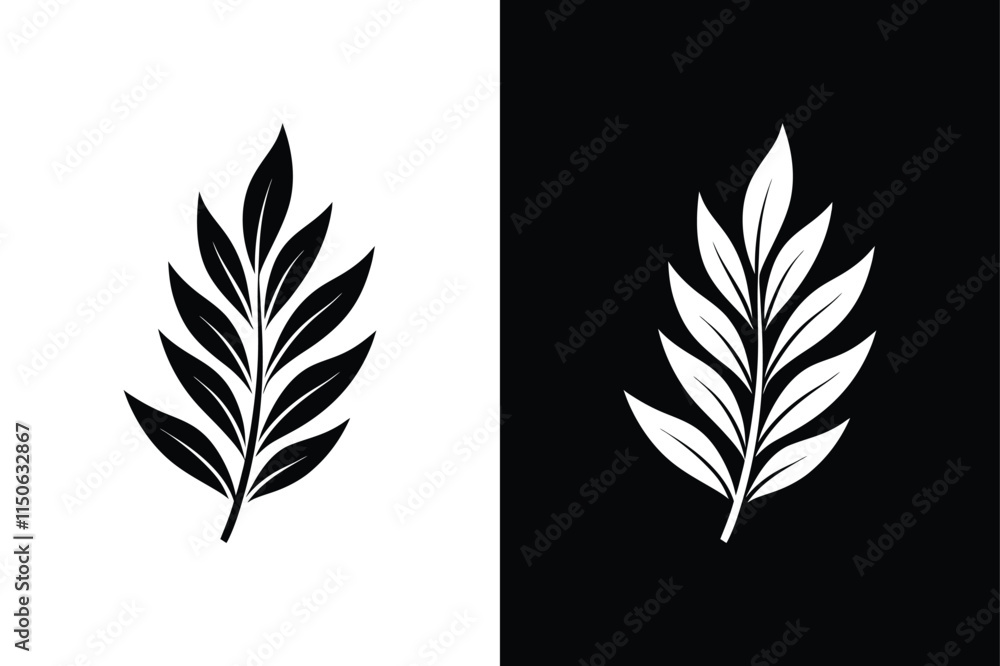 Obraz premium Herb and Spice Art. Stylish Tarragon Leaf Silhouette Icon
