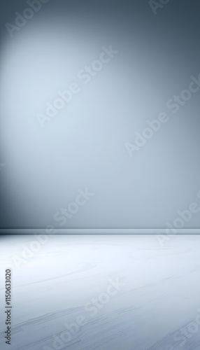 Clear empty photographer studio background abstract, background texture of beauty dark and light clear blue, cold gray, snowy white gradient flat wall and floor in empty spacious room winter interio
