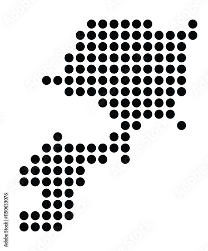 Symbol Map of the City Stargard (Poland) showing the city with a pattern of just a few black dots